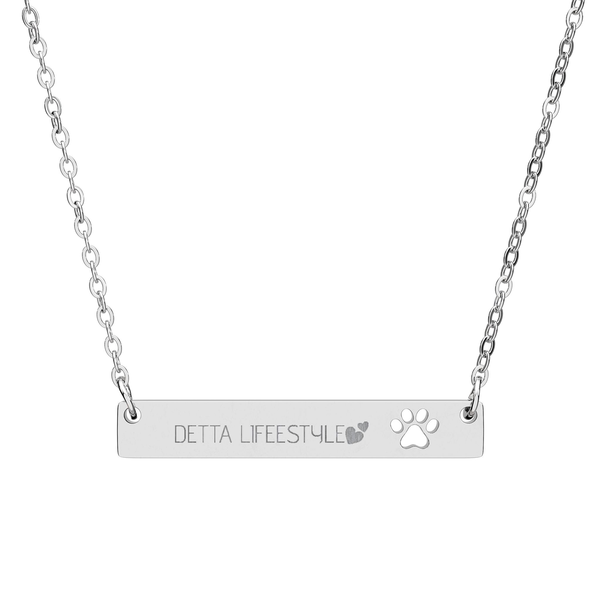 Cutout Paw Bar Necklace (Engraving)